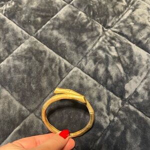 Gold Bamboo-Inspired Bangle Bracelet
